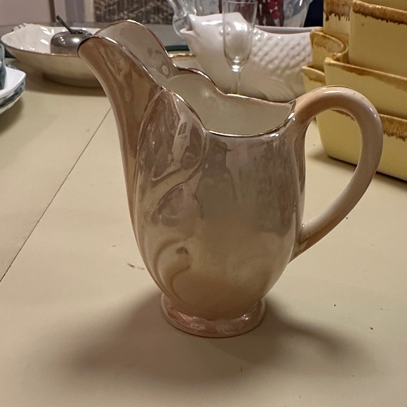 Other - English, Maling Ceramic Cream Pitcher - Soft Pink Opal/Iridescent